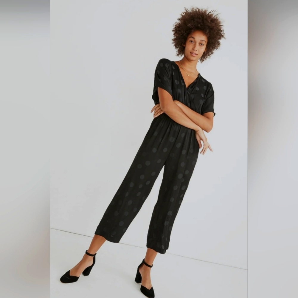 Madewell black polka‎ dot jumpsuit